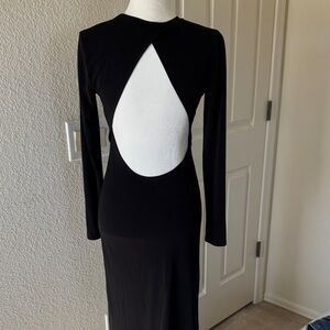 Forever 21 Black Long Sleeve Cut-Out Dress